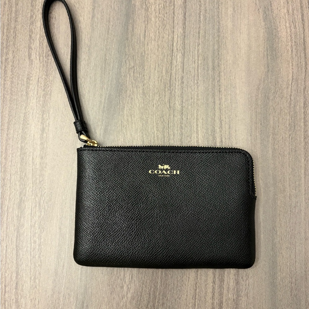 Coach Black Leather Wristlet